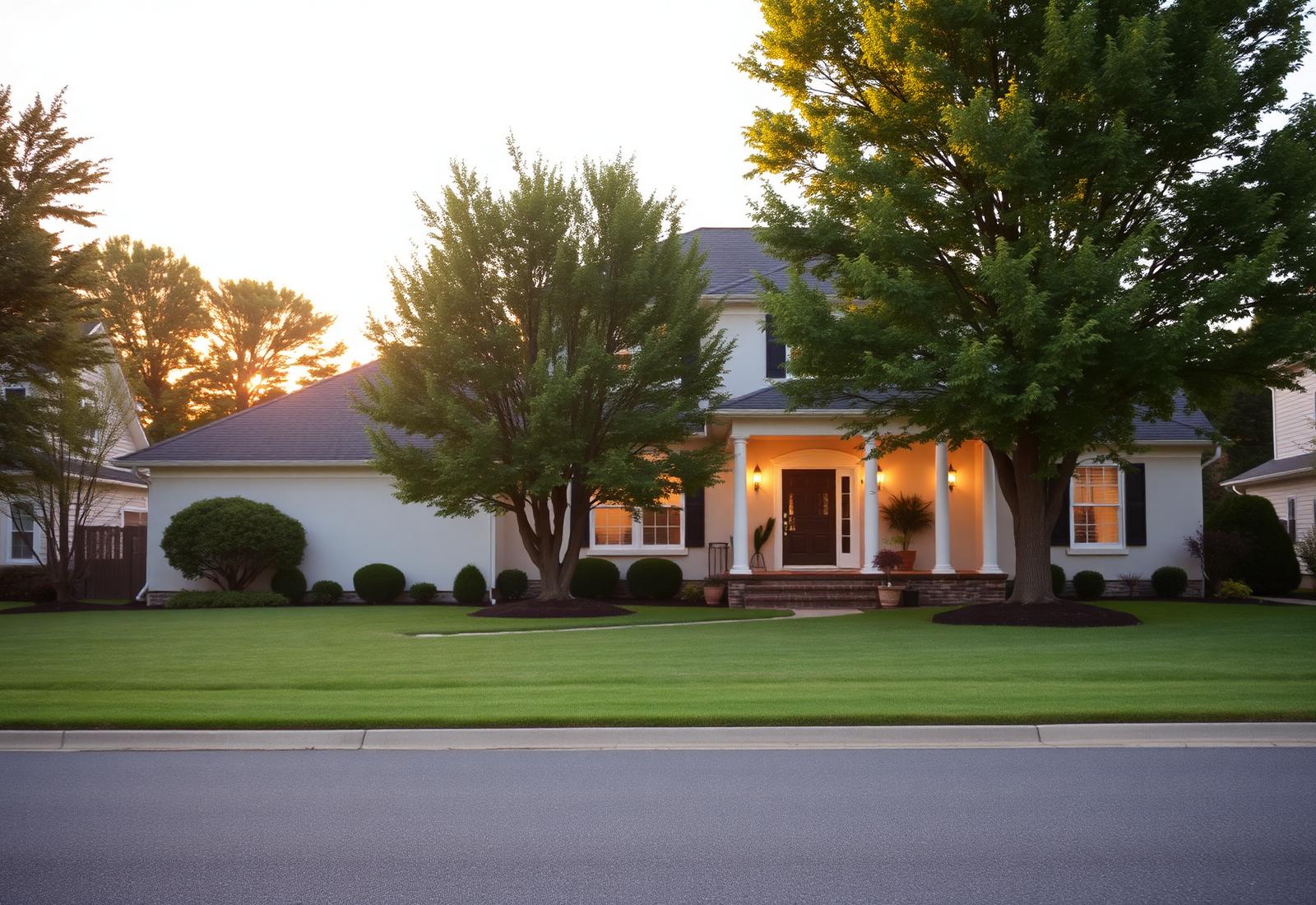 A New Jersey home at golden hour, the kind of property at the center of divorce housing decisions